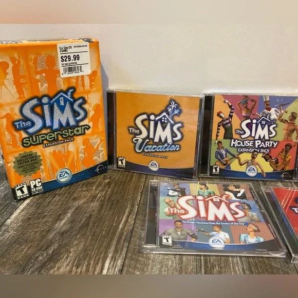 Vintage Circa 1999-2003 CD-ROM PC Games ULTIMATE Sims Collection Bundle, 7 Games